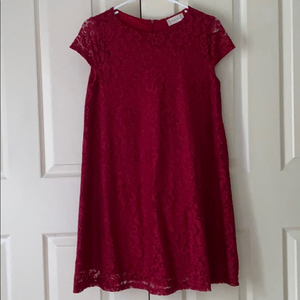 NWOT Altar’d State lace red trapeze short sleeve lace babydoll dress